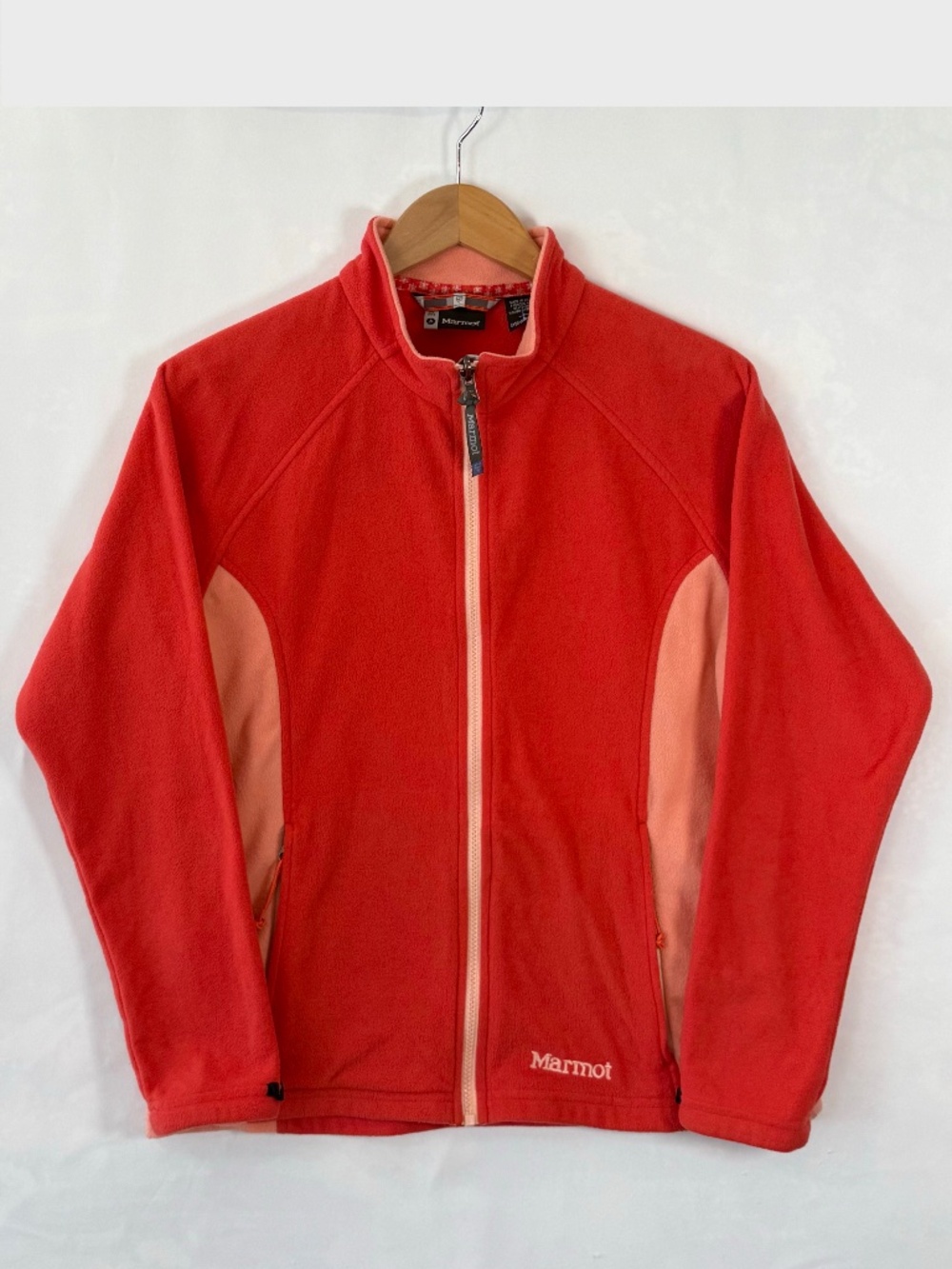 VTG Y2K Marmot Women's Sz L Coral/Peach‎ Colorblock Polartec Full-zip Fleece